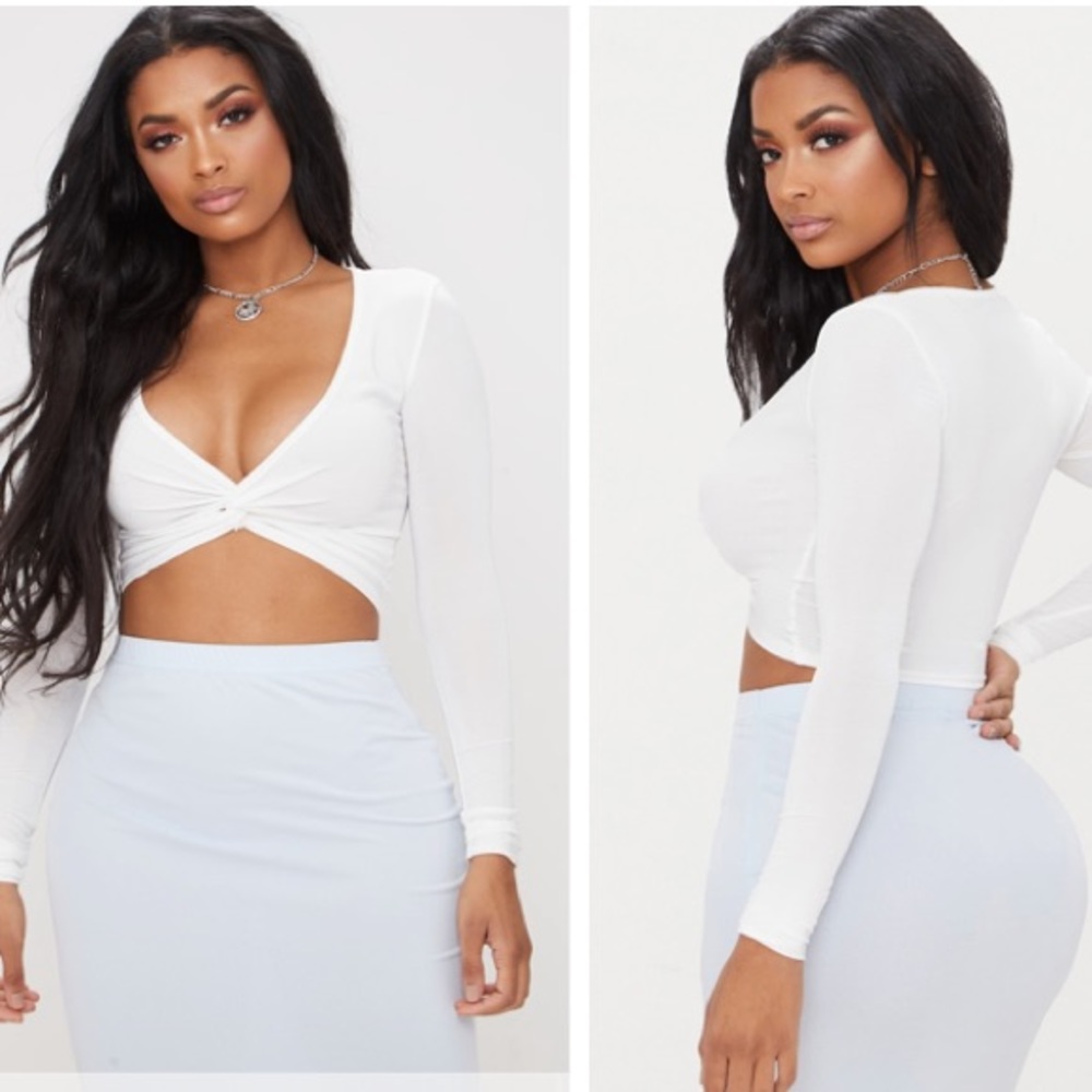 smallpretty little thing cropped white longsleeve